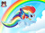 Size: 750x550 | Tagged: safe, artist:user15432, derpibooru import, rainbow dash, pegasus, pony, cloud, colored wings, element of loyalty, hasbro, hasbro studios, jewelry, multicolored wings, necklace, rainbow, rainbow hair, rainbow power, rainbow power-ified, rainbow tail, rainbow wings, starsue