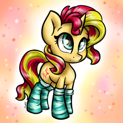 Size: 3024x3024 | Tagged: safe, artist:gaelledragons, sunset shimmer, pony, equestria girls, chibi, clothes, cute, shimmerbetes, socks, solo, striped socks