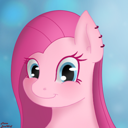 Size: 400x400 | Tagged: safe, artist:lavalord50, pinkie pie, earth pony, pony, blushing, cute, cuteamena, pinkamena diane pie, smiling, solo