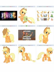 Size: 768x1024 | Tagged: safe, applejack, earth pony, pony, applelanche, exploitable meme, hatless, jackletree, juxtaposition, juxtaposition win, juxtaposition winceptionception, missing accessory, multeity, x x everywhere