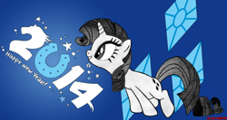 Size: 7500x4000 | Tagged: safe, artist:outlaw-marston, rarity, pony, unicorn, 2014, absurd resolution, new year, solo