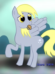 Size: 519x692 | Tagged: safe, artist:sitris, derpy hooves, pegasus, pony, cute, female, funny, happy, hooves, mare, muffin, nice, solo