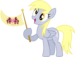 Size: 4550x3500 | Tagged: safe, artist:yanoda, derpy hooves, pegasus, pony, rainbow falls, female, flag, hoof hold, mare, ponyville flag, simple background, solo, transparent background, vector