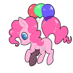 Size: 1000x1000 | Tagged: safe, artist:pegacornss, pinkie pie, earth pony, pony, balloon, floating, simple background, solo, then watch her balloons lift her up to the sky