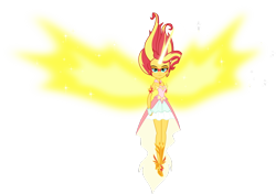 Size: 1066x749 | Tagged: safe, artist:legoinflatables, sunset shimmer, equestria girls, friendship games, artificial wings, augmented, clothes, daydream shimmer, dress, face paint, fingerless gloves, floating, gloves, looking at you, magic, magic wings, simple background, solo, transparent background, vector, wings