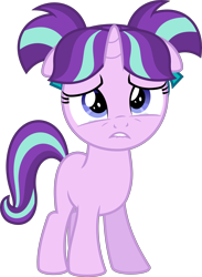 Size: 6400x8725 | Tagged: safe, artist:parclytaxel, starlight glimmer, pony, unicorn, the cutie re-mark, .svg available, absurd resolution, crying, cute, female, filly, frown, glimmerbetes, hugs needed, pigtails, sad, sad face, sadlight glimmer, simple background, solo, transparent background, vector