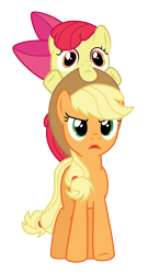 Size: 4043x7488 | Tagged: safe, artist:lixr, apple bloom, applejack, earth pony, pony, absurd resolution, cute, simple background, transparent background, vector