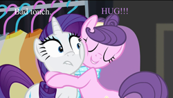 Size: 1920x1080 | Tagged: safe, edit, rarity, suri polomare, pony, unicorn, rarity takes manehattan, duo, hape, squishy cheeks