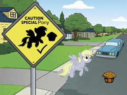 Size: 1024x768 | Tagged: safe, derpy hooves, pegasus, pony, family guy, female, mare, muffin, solo, special pony