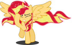 Size: 5580x3500 | Tagged: safe, artist:orin331, sunset shimmer, alicorn, pony, equestria girls, absurd resolution, alicornified, eyes closed, headache, race swap, shimmercorn, solo