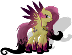 Size: 14417x10976 | Tagged: safe, artist:rainbownspeedash, fluttershy, pegasus, pony, absurd resolution, corrupted, dark side, element of kindness, evil, horseshoes, looking at you, possessed, simple background, solo, sombra eyes, transparent background