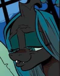 Size: 211x267 | Tagged: safe, artist:andypriceart, idw, queen chrysalis, changeling, changeling queen, siege of the crystal empire, spoiler:comic36, comic panel, cropped, faic, female, official comic, smug