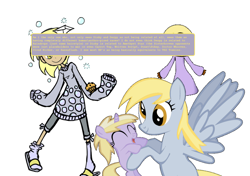 Size: 2444x1720 | Tagged: source needed, safe, amethyst star, carrot top, cloud kicker, derpy hooves, dinky hooves, doctor whooves, golden harvest, pokey pierce, ponet, sassaflash, sparkler, sunshower raindrops, written script, human, background pony, butthurt, confession, dark skin, humanized, meta, muffin, pony confession, race, the sims, trolling