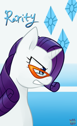 Size: 536x877 | Tagged: safe, artist:norang94, rarity, pony, unicorn, female, glasses, mare, purple mane, solo, white coat