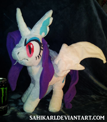 Size: 720x823 | Tagged: safe, artist:sahikari, rarity, alicorn, bat pony, bat pony alicorn, pony, bat ponified, female, irl, mare, photo, plushie, race swap, raribat, raricorn