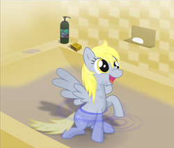 Size: 4814x4098 | Tagged: safe, artist:farminilla, derpy hooves, pegasus, pony, absurd resolution, bath, cute, derpabetes, female, mare, solo, wet mane