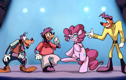 Size: 625x400 | Tagged: dead source, safe, artist:uc77, pinkie pie, earth pony, pony, a goofy movie, goofy, max, max goof, power line