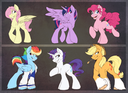 Size: 2457x1793 | Tagged: dead source, safe, artist:rainbowscreen, derpibooru import, applejack, applejack (male), bubble berry, butterscotch, dusk shine, elusive, fluttershy, pinkie pie, rainbow blitz, rainbow dash, rarity, twilight sparkle, twilight sparkle (alicorn), alicorn, earth pony, pegasus, pony, unicorn, mane six, rule 63, unshorn fetlocks