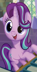 Size: 328x630 | Tagged: safe, starlight glimmer, pony, unicorn, book, cropped, cursed crusaders, cute, female, glimmerbetes, library, mare, merchandise, official, open mouth, ponyville mysteries, smiling, solo