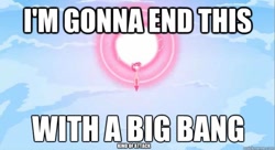 Size: 748x408 | Tagged: safe, artist:misterdavey, pinkie pie, earth pony, pony, dragonball z abridged, image macro, smile bomb, smile hd, smiling, solo