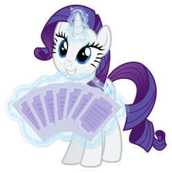 Size: 6000x6023 | Tagged: safe, artist:masem, rarity, pony, unicorn, rarity takes manehattan, absurd resolution, cute, grin, levitation, magic, simple background, smiling, solo, squee, telekinesis, tickets, transparent background, vector