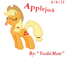 Size: 675x589 | Tagged: safe, artist:yoshiman1118, applejack, earth pony, pony, blonde mane, female, mare, orange coat, solo, tongue out