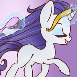 Size: 500x500 | Tagged: safe, artist:akara-art, rarity, pony, unicorn, blank flank, brush, element of generosity, magic, solo