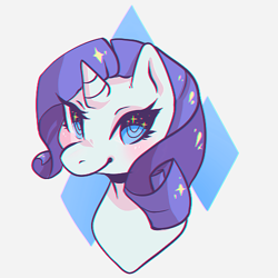 Size: 500x500 | Tagged: safe, artist:cargorabbit, rarity, pony, unicorn, female, horn, mare, solo, white coat