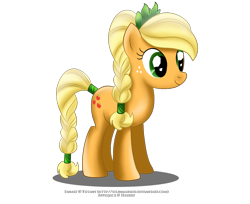 Size: 1350x1100 | Tagged: safe, artist:tiffanymarsou, applejack, earth pony, pony, alternate hairstyle, braid, braided tail, solo