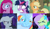 Size: 2400x1392 | Tagged: safe, derpibooru import, applejack, fluttershy, pinkie pie, rainbow dash, rarity, twilight sparkle, earth pony, pegasus, pony, unicorn, contemplating insanity, crazy face, flutterrage, insanity, mane six, pinkamena diane pie, rarisnap, snapplejack, twilight snapple