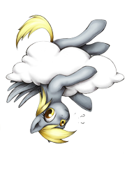 Size: 1700x2338 | Tagged: safe, artist:pingwinowa, derpy hooves, pegasus, pony, cloud, female, mare, solo