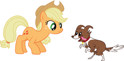 Size: 8016x3971 | Tagged: safe, artist:quanno3, applejack, winona, earth pony, pony, simple background, transparent background, vector
