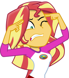 Size: 3000x3367 | Tagged: safe, artist:uponia, sunset shimmer, equestria girls, legend of everfree, .svg available, clothes, one eye closed, pstandard psychic pstance, psychic shimmer, shading, simple background, solo, struggling, transparent background, trying too hard, vector