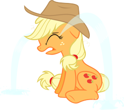 Size: 4000x3552 | Tagged: safe, artist:stardustxiii, applejack, earth pony, pony, crying, ocular gushers, simple background, sitting, solo, transparent background, vector