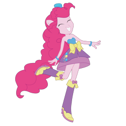 Size: 2000x2000 | Tagged: safe, artist:agentliri, pinkie pie, equestria girls, balloon, boots, bracelet, fall formal outfits, hat, high heel boots, jewelry, ponied up, ponytail, simple background, solo, top hat, transparent background, vector