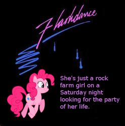 Size: 388x391 | Tagged: safe, edit, pinkie pie, earth pony, pony, female, flashdance, maniac, mare, michael sembello, movie, movie reference, solo, song reference