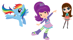 Size: 1093x600 | Tagged: safe, artist:selenaede, artist:user15432, derpibooru import, rainbow dash, human, pegasus, pony, ashleigh ball, base used, blythe baxter, crossover, exploitable meme, littlest pet shop, meme, my little pony, plum pudding, same voice actor, strawberry shortcake, voice actor