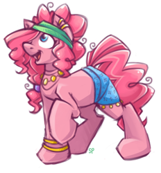 Size: 368x397 | Tagged: safe, artist:stoney pony, pinkie pie, earth pony, pony, alternate hairstyle, bracelet, earring, gypsy pie, headband, necklace, ponytail, romani, solo