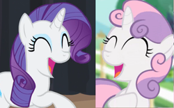 Size: 617x382 | Tagged: safe, rarity, sweetie belle, pony, unicorn, flight to the finish, rarity takes manehattan, screenshots, sisters