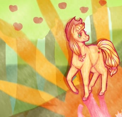 Size: 2000x1912 | Tagged: safe, artist:beincraban, applejack, earth pony, pony, female, looking back, mare, solo