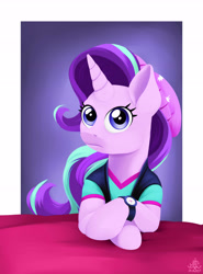 Size: 5000x6751 | Tagged: safe, artist:poecillia-gracilis19, starlight glimmer, pony, unicorn, equestria girls, mirror magic, spoiler:eqg specials, absurd resolution, beanie, clothes, crossing the memes, doge, equestria girls outfit, female, hat, looking at you, mare, shiba inu, shirt, solo, vest, wow! glimmer