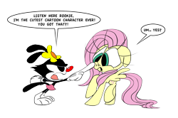 Size: 1349x897 | Tagged: safe, artist:joeywaggoner, fluttershy, pegasus, pony, animaniacs, dot warner, female, mare