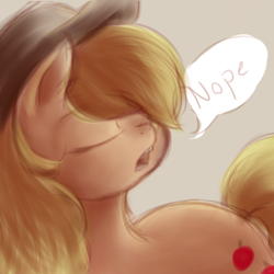 Size: 800x800 | Tagged: safe, artist:brinaner, applejack, earth pony, pony, eyes closed, nope, solo