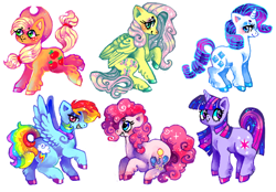 Size: 762x529 | Tagged: safe, artist:njeekyo, derpibooru import, applejack, fluttershy, pinkie pie, rainbow dash, rarity, twilight sparkle, earth pony, pegasus, pony, unicorn, female, mane six, mare, simple background, unshorn fetlocks, white background