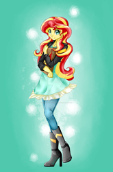 Size: 1024x1552 | Tagged: safe, artist:hanipootossukka19, sunset shimmer, equestria girls, book, clothes, journal, leather jacket, solo, watermark