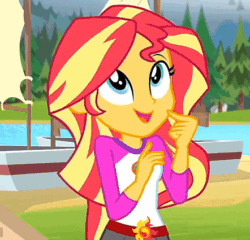 Size: 442x425 | Tagged: safe, screencap, sunset shimmer, equestria girls, legend of everfree, animated, cropped, gif, out of context, solo