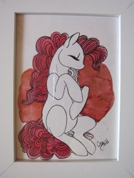 Size: 526x701 | Tagged: safe, artist:casynuf, pinkie pie, earth pony, pony, female, mare, pink coat, pink mane, solo, traditional art