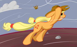 Size: 1765x1095 | Tagged: safe, artist:intetx, applejack, windy (g5), earth pony, pony, cloud, solo