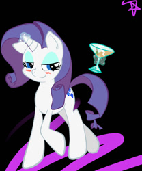 Size: 824x989 | Tagged: safe, artist:overlordsteve, rarity, pony, unicorn, blushing, cocktail, magic, solo, telekinesis