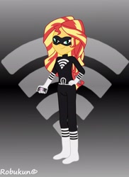 Size: 2550x3507 | Tagged: safe, artist:robukun, sunset shimmer, equestria girls, clothes, crossover, lady wifi, miraculous ladybug, solo